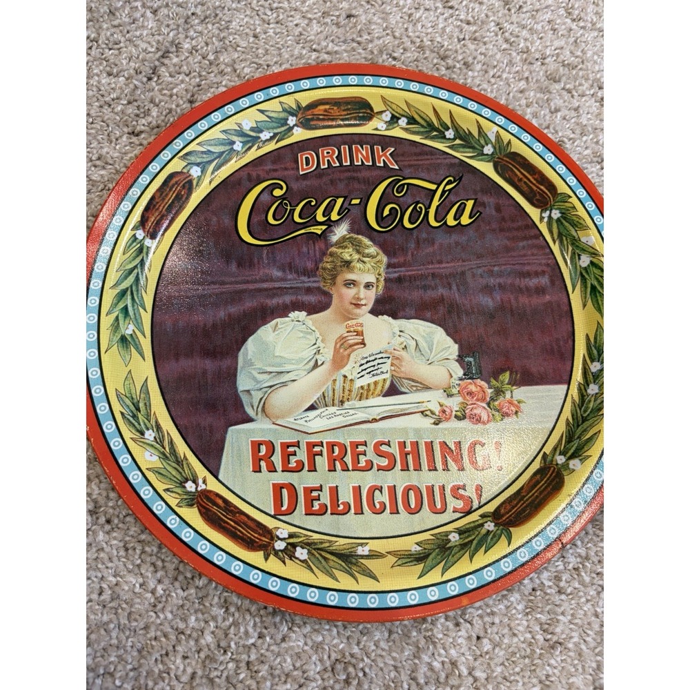 Vintage Coca Cola Tray Tin Serving Coke Advertising Bar Wall Decor